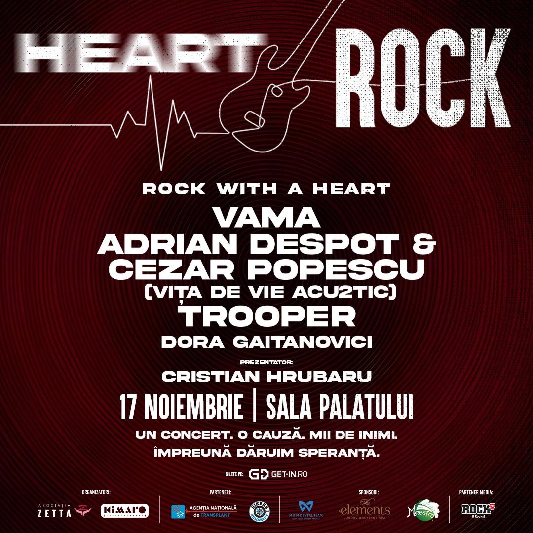 Concert caritabil HEART ROCK: Vama, Vița de Vie Acou2tic, Trooper și Dora Gaitanovici